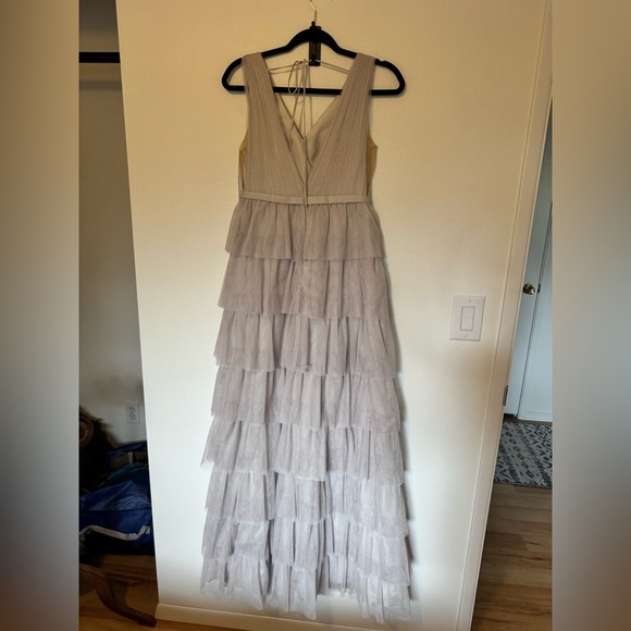 NEW Revelry Clove Tulle Maxi Dress Mist Gray Size 4 Tiered Formal Bridesmaid NWT - Picture 5 of 8
